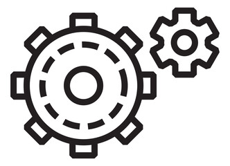Cogwheel icon. Gear rotating together. Teamwork in process symbol