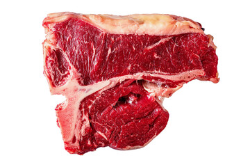raw t-bone beef steak isolated on white