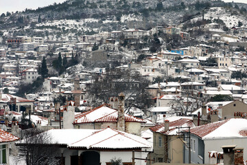 Old City of Mentese Mugla, Turkey With Snow