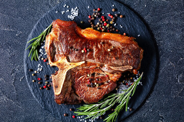 fried whole porterhouse steak on a plate