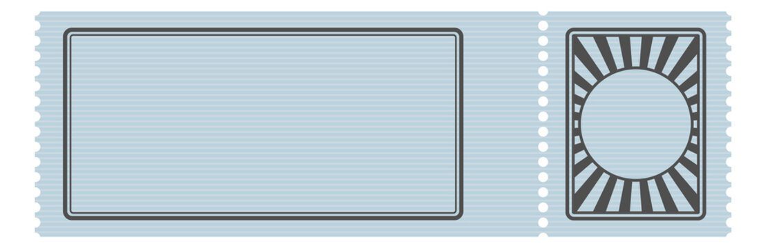 Blank blue banner template in retro ticket style