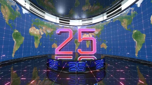 3d number countdown with virtual studio