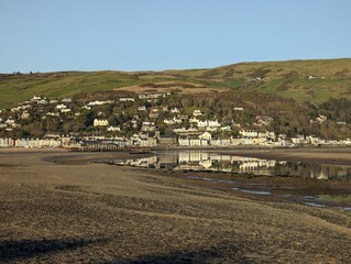 A view of Aberdyfi from across the Dyfi estuary in Gwynedd, Wales, UK.