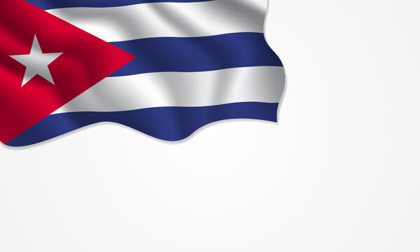 Cuba flag waving illustration with copy space on isolated background