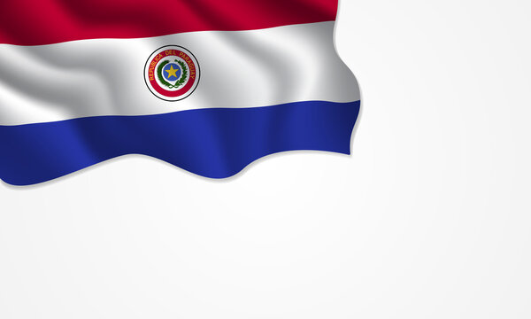 Paraguay flag waving illustration with copy space on isolated background