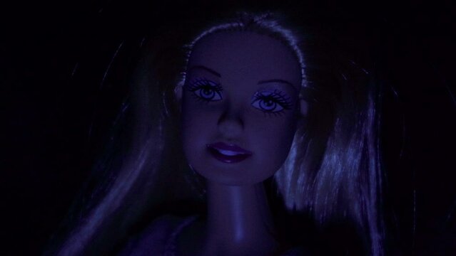 doll face at night,spooky footage of a night doll