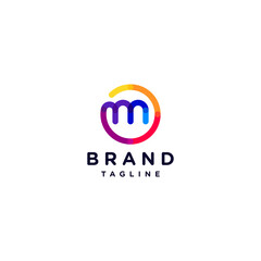Obraz premium Playful and Colorful Letter M Logo Design Connecting With Outer Circle. 