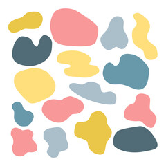 Color spots set. Doodle elements for greeting cards, stickers and posters. Hand drawn doodle illustration. EPS 10.