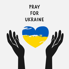 Pray for peace in Ukraine Vector flat illustration on white background concept of Praying, mourning, humanity. No war