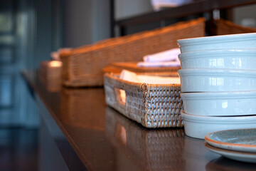 utensils on a kitchen table