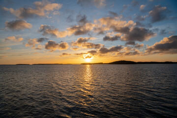 View of The Archipelago Sea and evening sky, Saaronniemi, Turku, Finland