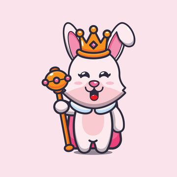 Cute queen bunny cartoon mascot illustration