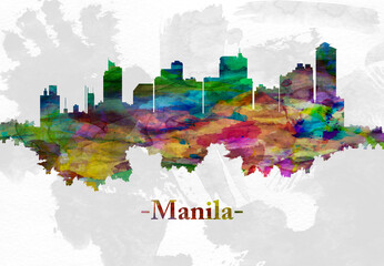 Manila city Philippines skyline