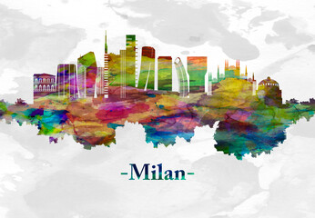 Naklejka premium Milan Italy skyline