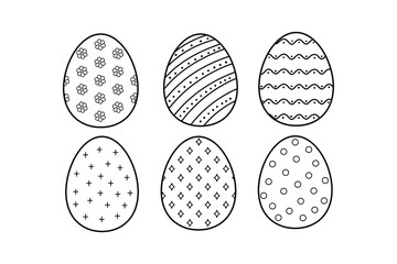 Easter eggs doodle vector illustration, black and white simple eggs set