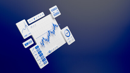 Financial business investment stock market forex crypto currency Trading candlestick data profits analysis chart graph interface display technology, stock chart concept, 3d rendering.