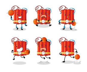 dynamite basketball player group character. mascot vector