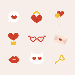 Vector set of simple cute love elements