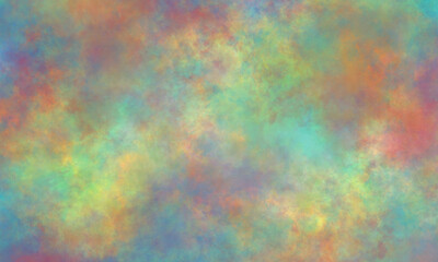 Abstract translucent watercolor background in purple, blue, yellow, red, orange and green tones. Copy space, horizontal banner.