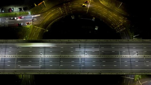 British Motorway Night Timelapse With Traffic