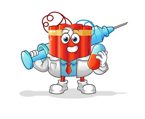 dynamite doctor holding medichine and injection