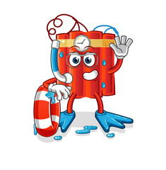 dynamite swimmer with buoy mascot. cartoon vector