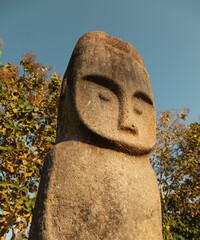 Statue of the Langke Bulawa megalith, from unknown prehistoric megalithic cultures, is located in...