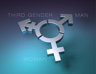 third gender symbol for men woman 3D