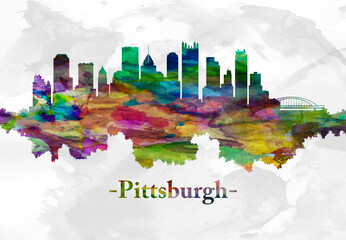 Pittsburgh Pennsylvania skyline - obrazy, fototapety, plakaty