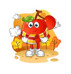 Obraz na płótnie Canvas cherries in the autumn. cartoon mascot vector