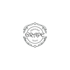 Fototapeta premium original taste of grape. circular line pattern leaf and tree trunk logo design.