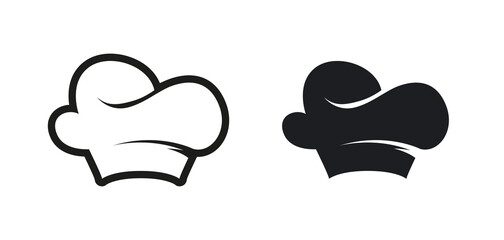 Chef hat logo with silhouette. Vector illustartion