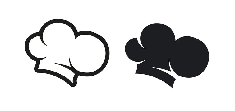 Chef hat logo with silhouette. Vector illustartion