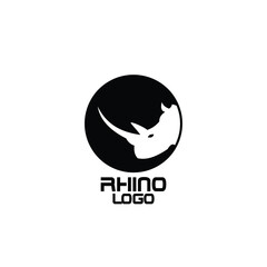 Simple logo of rhino head icon in circle 