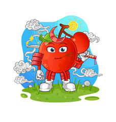 cherries samurai cartoon. cartoon mascot vector