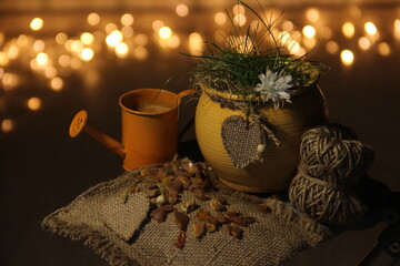 still life with candle and ruler