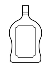 Alcoholic linear bottle illustration. Alcohol cocktail drink icon. Bar menu flat vector logo. Outline vector art.