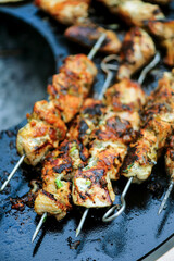 Grilled chicken shish tavuk and naan.selective focus