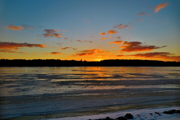 sunset over the river