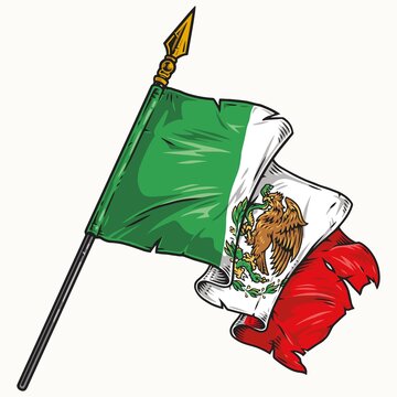 Colorful Mexican flag with eagle
