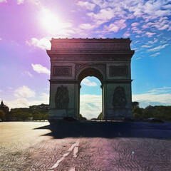 Obraz premium beautiful city view artwork. watercolor and oil painting mixed style. digital artwork in big size for print or graphic design