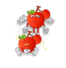 cherries spirit leaves the body mascot. cartoon vector