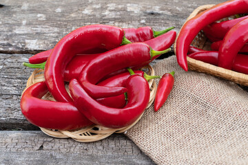 Red hot chili peppers close-up. Capsicum frutescens.selective focus