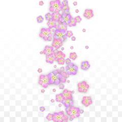 Blue Vector Realistic Blue Petals Falling on Transparent Background. Spring Romantic Flowers Illustration. Flying Petals. Sakura Spa Design. Blossom Confetti. Design Elements for Wedding Decoration.