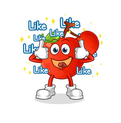 cherries give lots of likes. cartoon vector