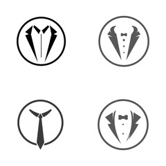 Tuxedo icon and logo for menswear , design template and vector illustration