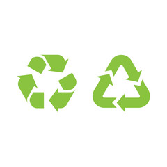 Obraz premium Recycled triangle arrows filled vector icon. Recycle symbol.