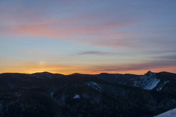 sunset over the mountains