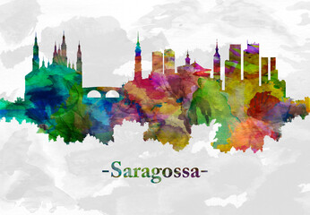 Saragossa Spain skyline - obrazy, fototapety, plakaty