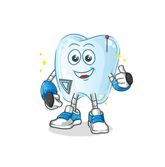 tooth robot character. cartoon mascot vector